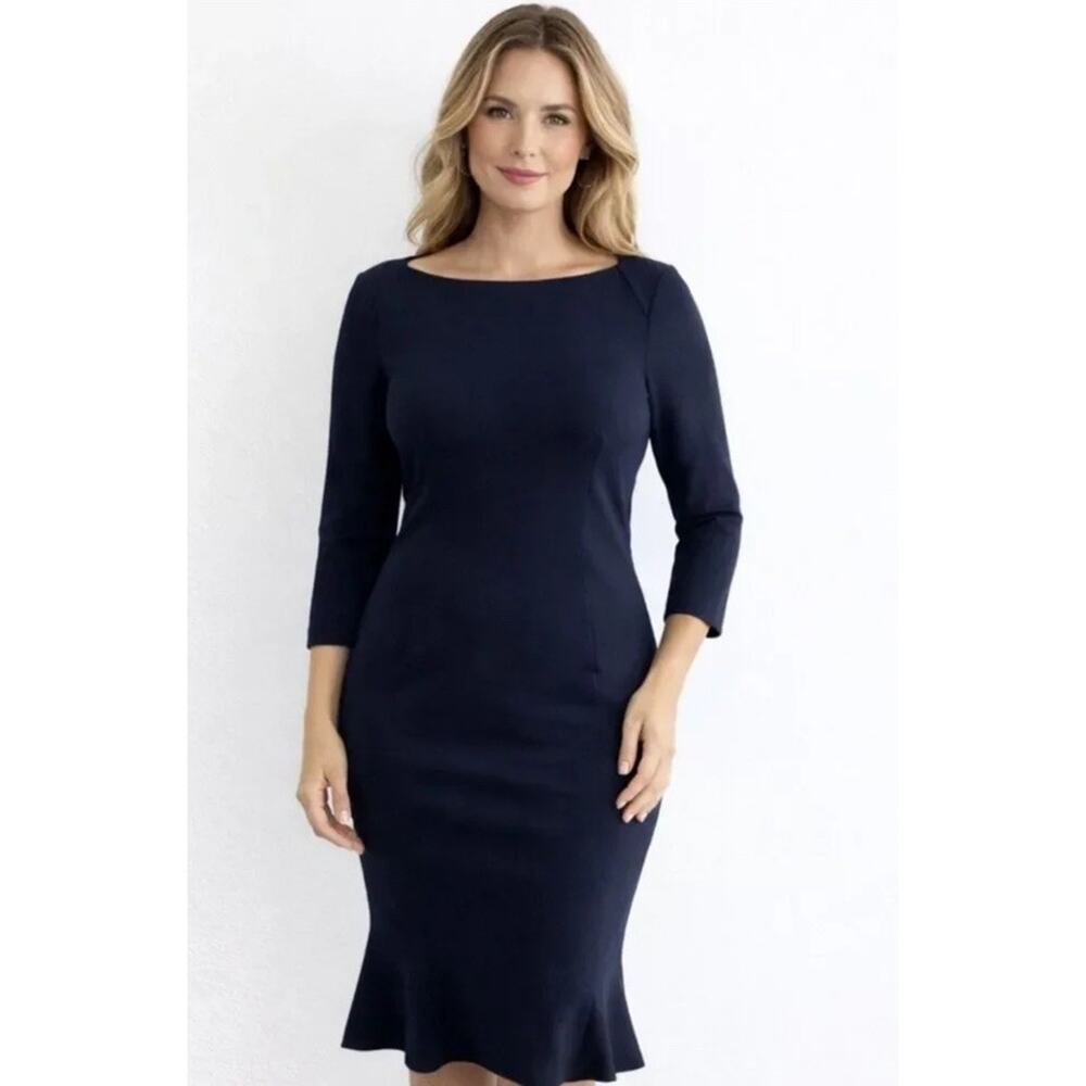 Boden Violette Sheath Dress Navy Blue US14R Fit n Flare Classic Career NWT